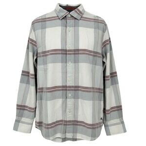 Tommy Bahama Mens Gray Flannel Shirt Plaid Long Sleeve Button Up Size L